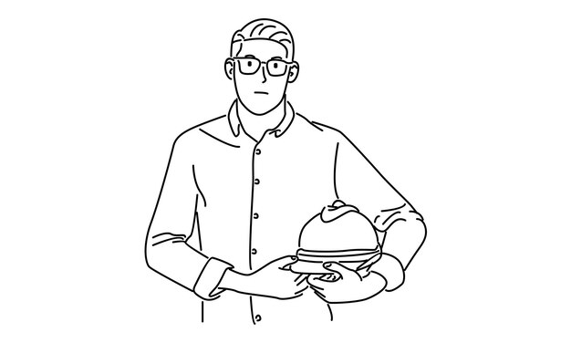 Ilustración vectorial de ingeniería de línea de arte del hombre