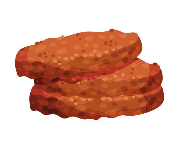 Vector ilustración vectorial de ingredientes para sándwiches o hamburguesas con carne frita en fondo blanco