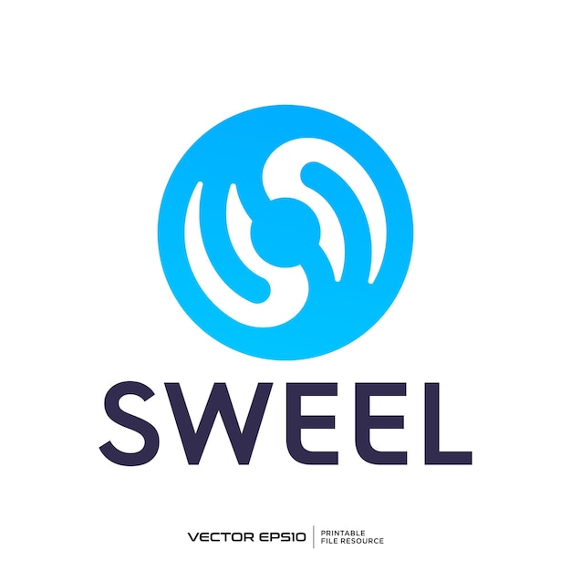 Ilustración vectorial inicial del logotipo redondeado en S