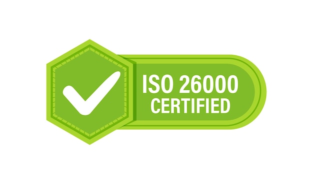 Ilustración vectorial de la insignia de certificación de gestión de la calidad ISO