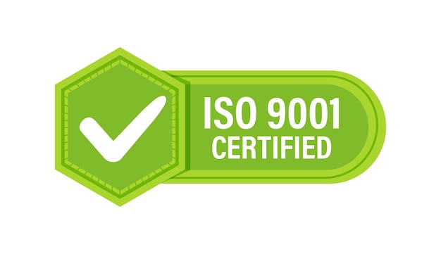 Ilustración vectorial de la insignia de certificación de gestión de la calidad ISO