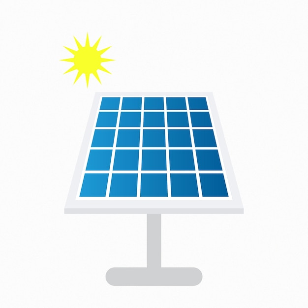 Ilustración vectorial de la instalación de paneles de energía solar con energía solar renovable con sol brillante