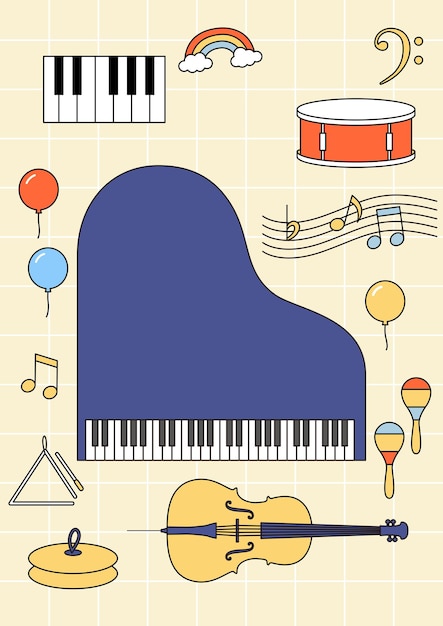 Vector ilustración vectorial de instrumentos musicales