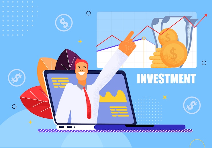 Vector ilustración vectorial inversión en fondo azul.