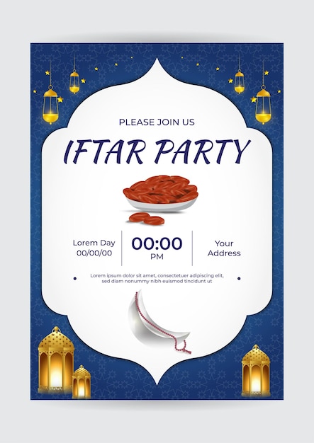 Ilustración vectorial de la invitación a la fiesta de Iftar