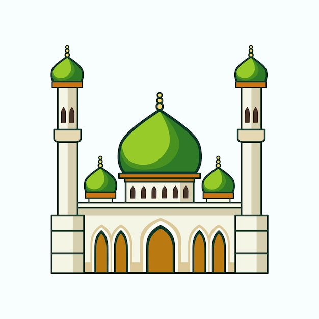 Ilustración vectorial islámica de una mezquita con cúpula verde
