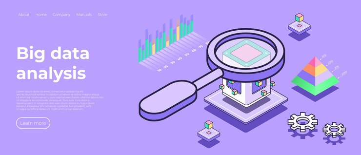 Vector ilustración vectorial isométrica de análisis de datos grandes concepto de visualización de datos se puede utilizar para la página de inicio de infografías de banner web ilustración vectorial
