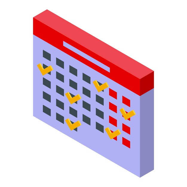 Ilustración vectorial isométrica de un calendario marcado
