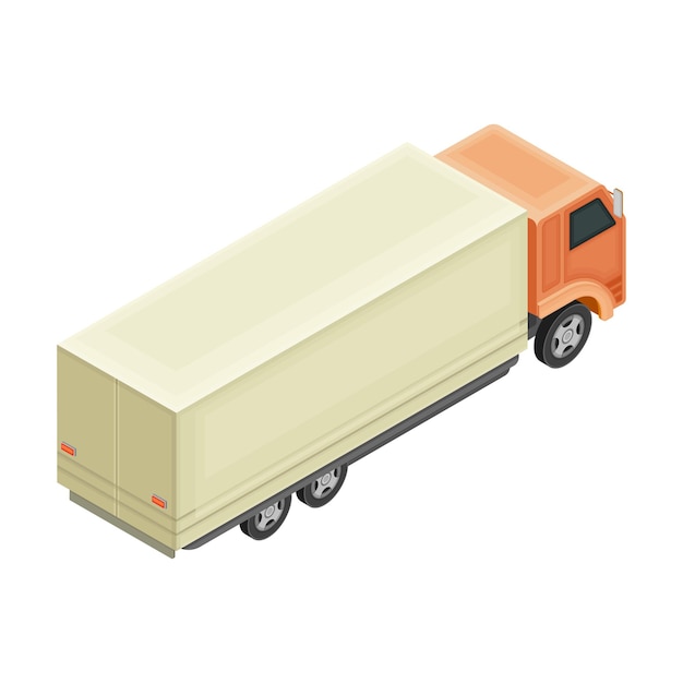 Ilustración vectorial isométrica de camiones de carga que transportan paquetes como logística de almacén