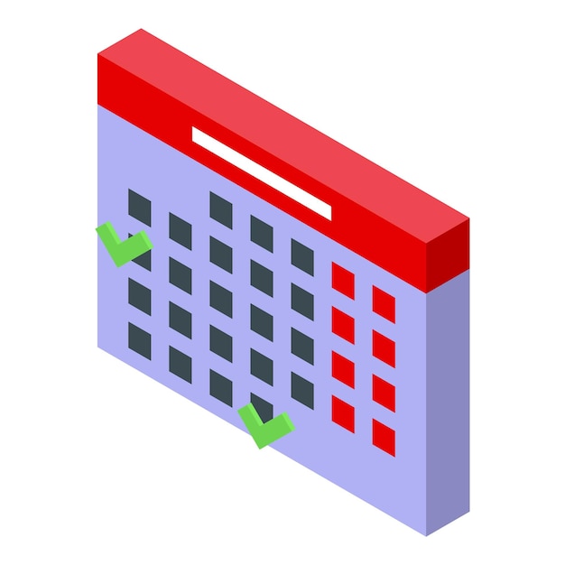 Ilustración vectorial isométrica de un ícono de calendario detallado