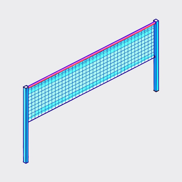 Ilustración vectorial isométrica de la red de voleibol y bádminton 13