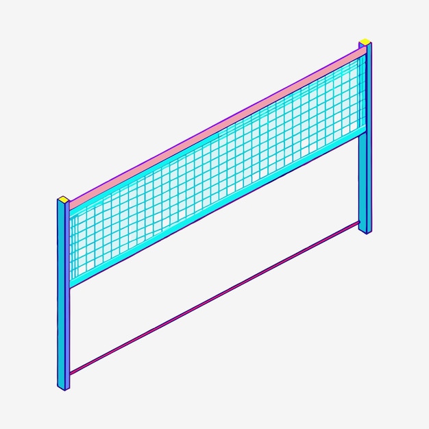 Ilustración vectorial isométrica de la red de voleibol y bádminton 1