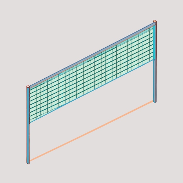 Ilustración vectorial isométrica de la red de voleibol y bádminton 5