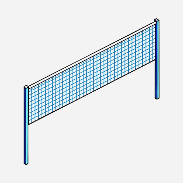 Ilustración vectorial isométrica de la red de voleibol y bádminton 9