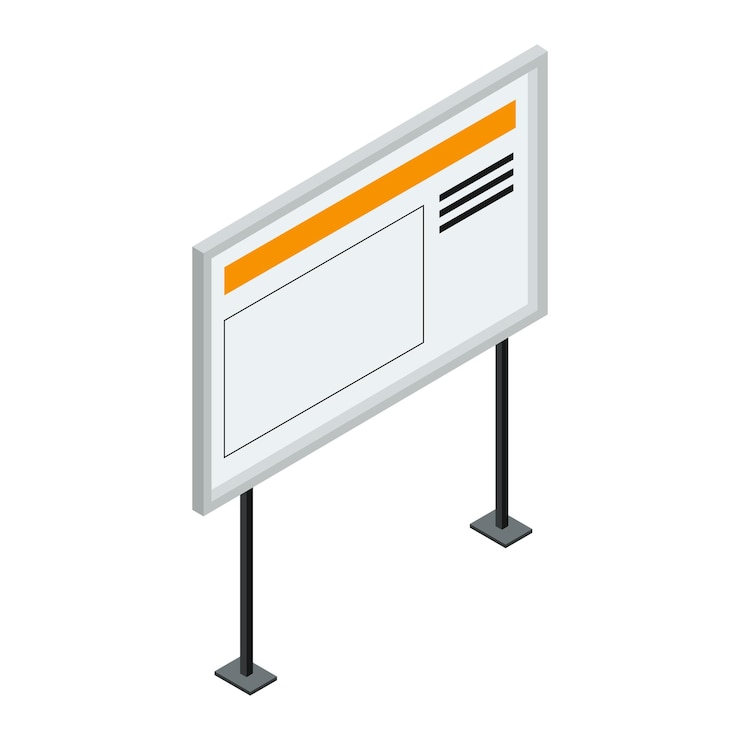 Vector ilustración vectorial isométrica de la tabla de señales de construcción