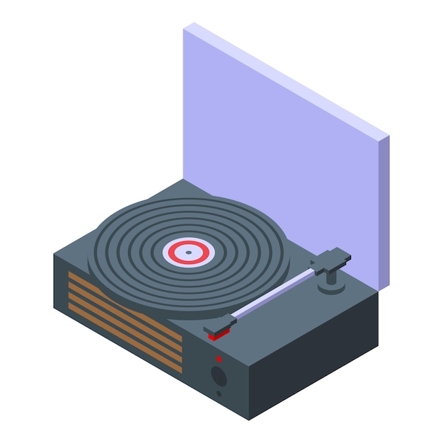 Ilustración vectorial isométrica de un tocadiscos de época