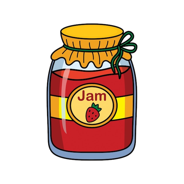 Ilustración vectorial de jam de dibujos animados dibujo de caricaturas de jam divertidos diseños de fruta esparcida