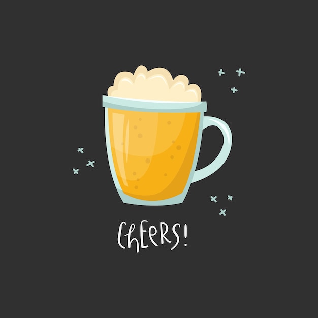 Ilustración vectorial de una jarra de cerveza con letras