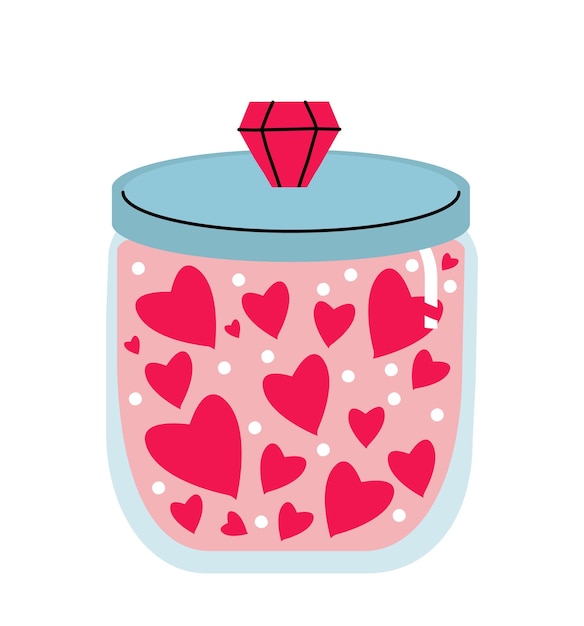 Ilustración vectorial de una jarra con corazones