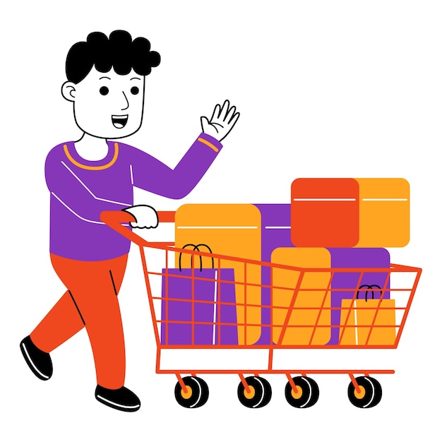 Ilustración vectorial de un joven comprador