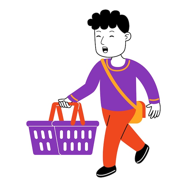 Ilustración vectorial de un joven comprador