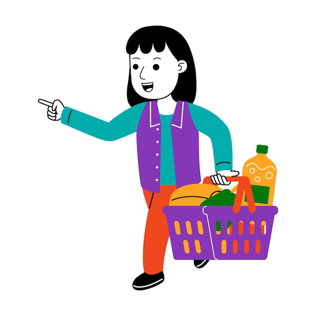 Ilustración vectorial de una joven compradora