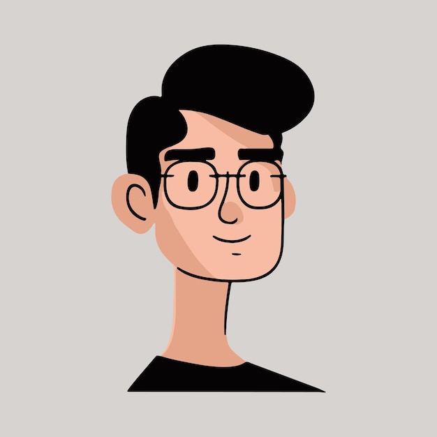 Ilustración vectorial de joven con gafas estilo cartoon