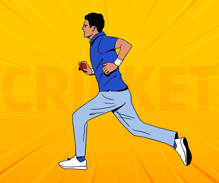 Vector ilustración vectorial de un jugador de bolos jugando al críquet, deportes, ipl críquet