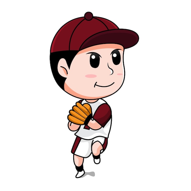 Vector ilustración vectorial del jugador de dibujos animados de béisbol