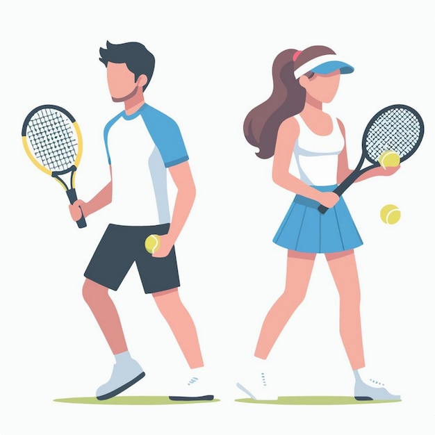 Vector ilustración vectorial de un jugador de tenis en estilo de diseño plano