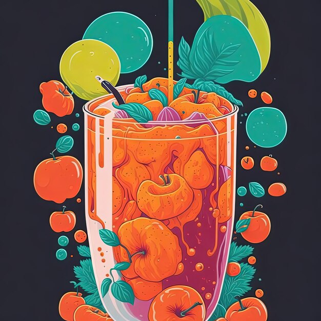 Ilustración vectorial jugo frutas
