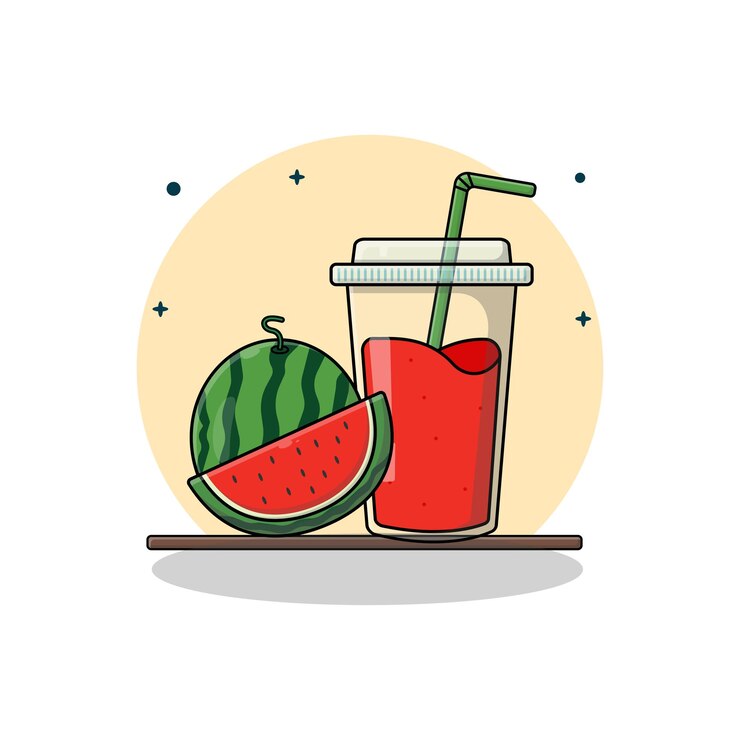 Ilustración vectorial del jugo de sandía Concepto de jugo de frutas frescas