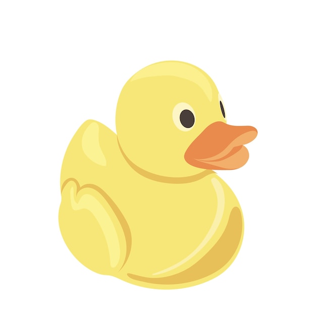 Ilustración vectorial de juguete para niños recién nacidos de pato de goma amarillo y lindo aislado sobre fondo blanco