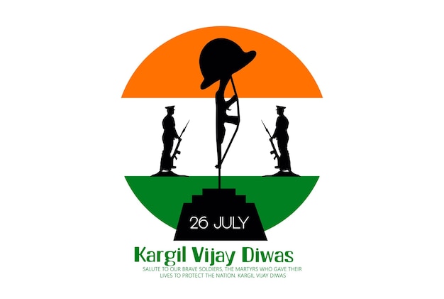 Ilustración vectorial de Kargil Vijay Diwas con la bandera india tricolor
