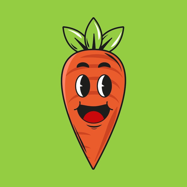Vector ilustración vectorial de kawai zanahoria personaje de dibujos animados icono de zanahoria ilustración con emoticono