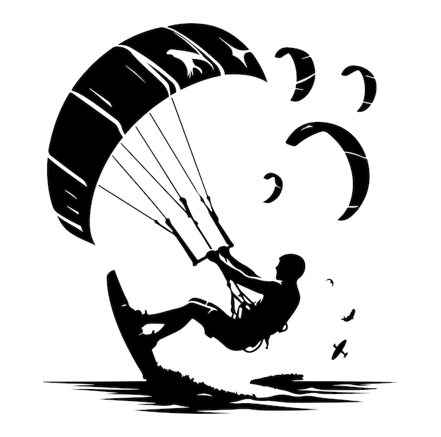Vector ilustración vectorial de kitesurf