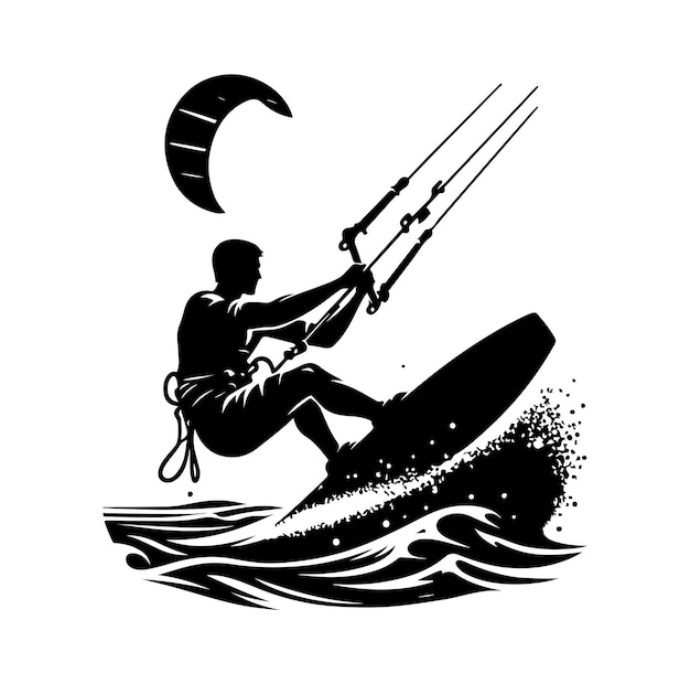 Ilustración vectorial de kitesurf