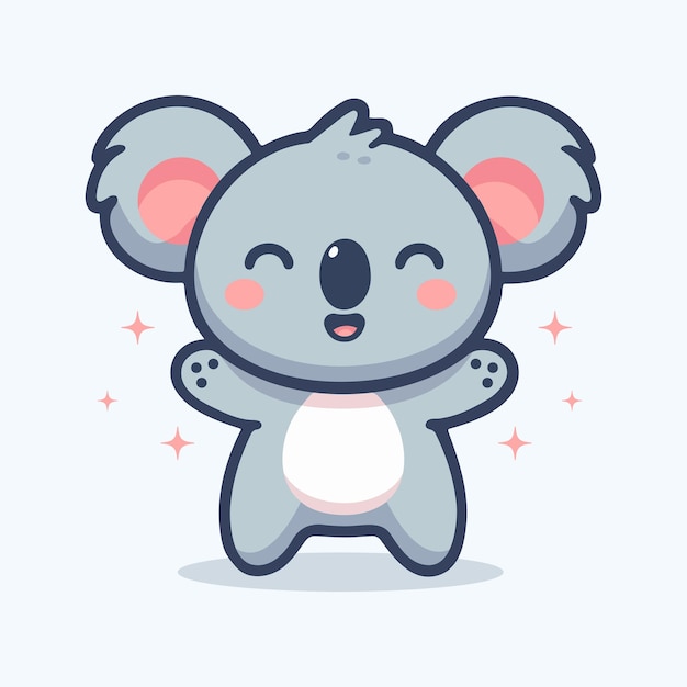 Ilustración vectorial de koala de dibujos animados en un estilo plano
