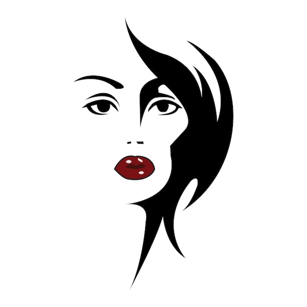 Ilustración vectorial de los labios rojos de una mujer hermosa