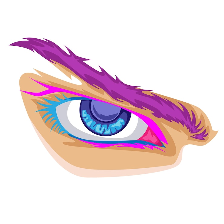 Vector ilustración vectorial del lado del ojo a color completo