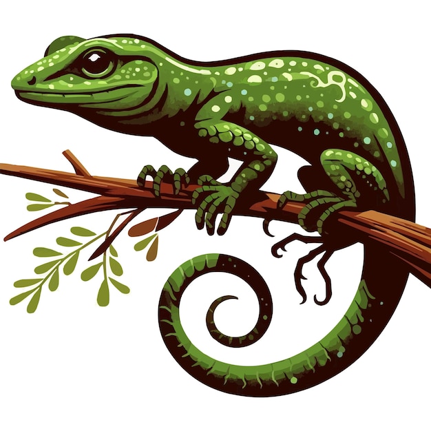 Vector ilustración vectorial del lagarto anole en fondo blanco