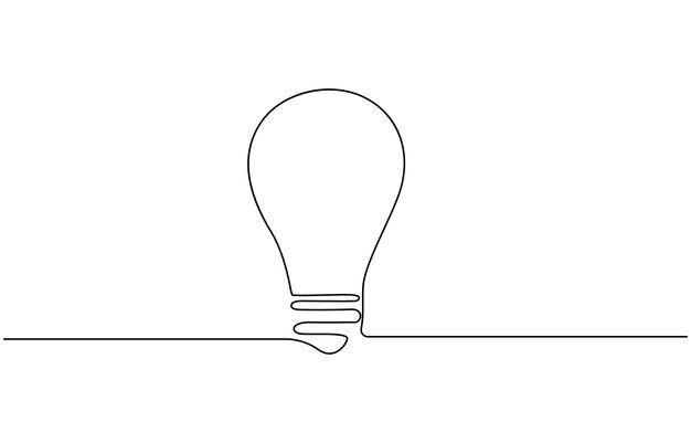 Ilustración vectorial de lámpara de bombilla de dibujo continuo de una línea concepto de minimalismo pro vector