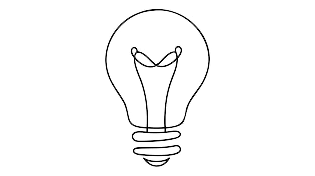 Ilustración vectorial de lámpara de bombilla de dibujo continuo de una línea concepto de minimalismo