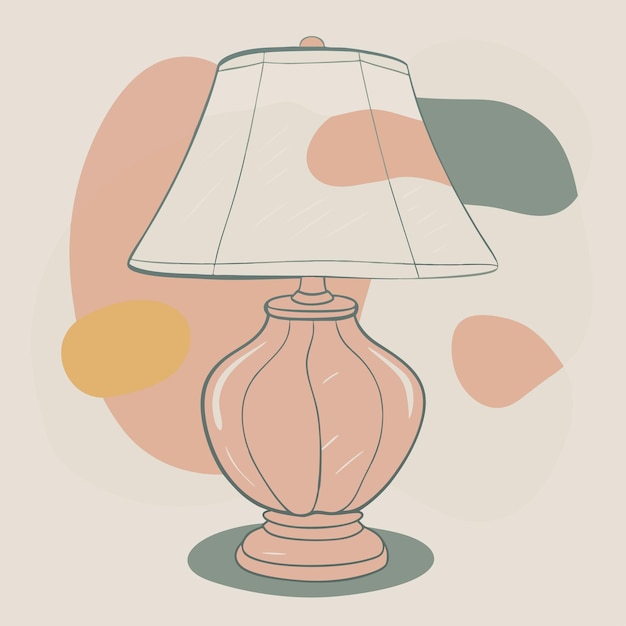 Ilustración vectorial de la lámpara de mesa con fondo blanco