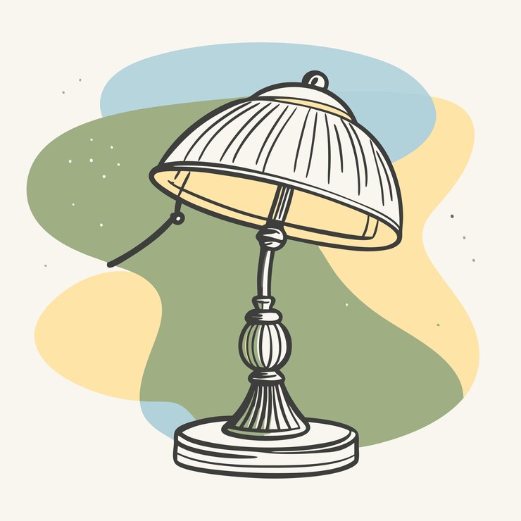 Vector ilustración vectorial de la lámpara de mesa con fondo blanco