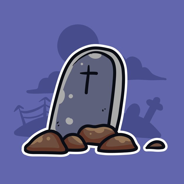 Vector ilustración vectorial de lápida sepulcral cementerio pegatina de tumba ilustración de halloween