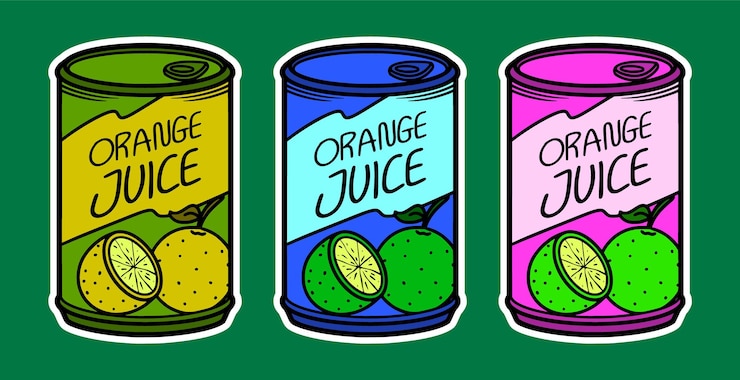 Vector ilustración vectorial de una lata de jugo de naranja