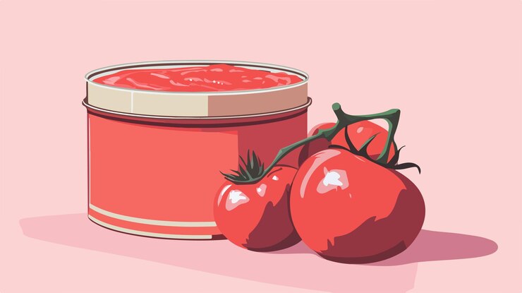 Vector ilustración vectorial de la lata de pasta de tomate diseño plano