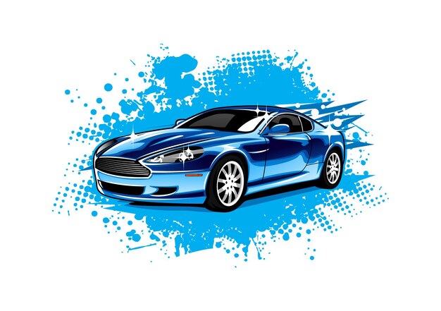 Vector ilustración vectorial de lavado de automóviles en un fondo azul