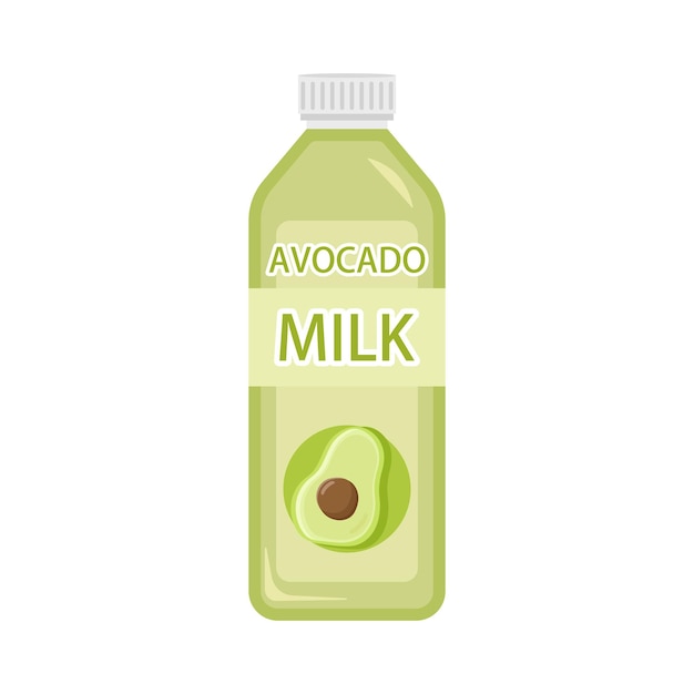 Vector ilustración vectorial de leche de aguacate en fondo blanco la leche de aguacate es una bebida deliciosa